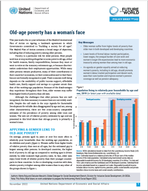UN DESA Policy Brief No. 142: Old-age poverty has a woman?s face