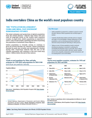 UN DESA Policy Brief No. 153: India overtakes China as the world?s most populous country