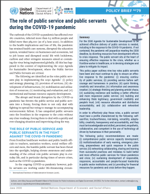 UN/DESA Policy Brief #79: The role of public service and public servants during the COVID-19 pandemic