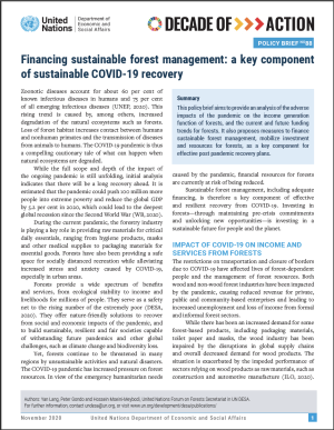 UN/DESA Policy Brief #88: Financing sustainable forest management: a key component of sustainable COVID-19 recovery