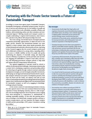 UN DESA Policy Brief No. 126: Partnering with the private sector towards a future of sustainable transport