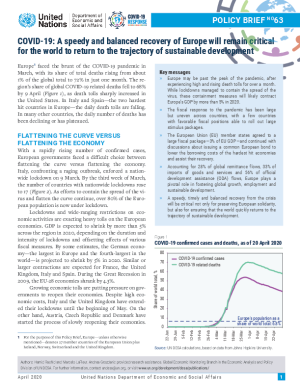 UN/DESA Policy Brief #63: The COVID-19 pandemic: A speedy and balanced recovery of Europe will remain critical for the world to return to the trajectory of sustainable development