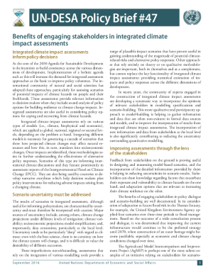 UN/DESA Policy Brief #47: Benefits of engaging stakeholders in integrated climate impact assessments
