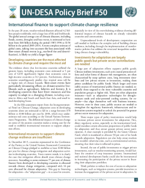 UN/DESA Policy Brief #50: International finance to support climate change resilience