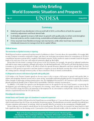 Monthly Briefing on the World Economic Situation and Prospects, No. 21