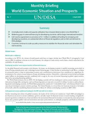Monthly Briefing on the World Economic Situation and Prospects, No. 7