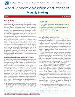 World Economic Situation and Prospects: April 2016 Briefing, No. 89